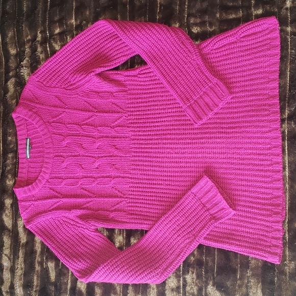 Western Connection Cable Knit Pullover Sweater Fuscia Large - Picture 10 of 11